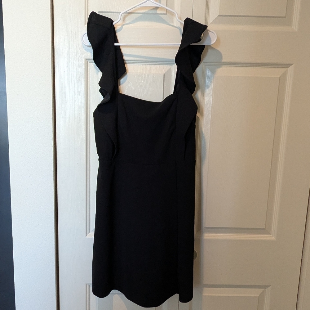 BCBG Black Ruffled Sheath Mini Dress